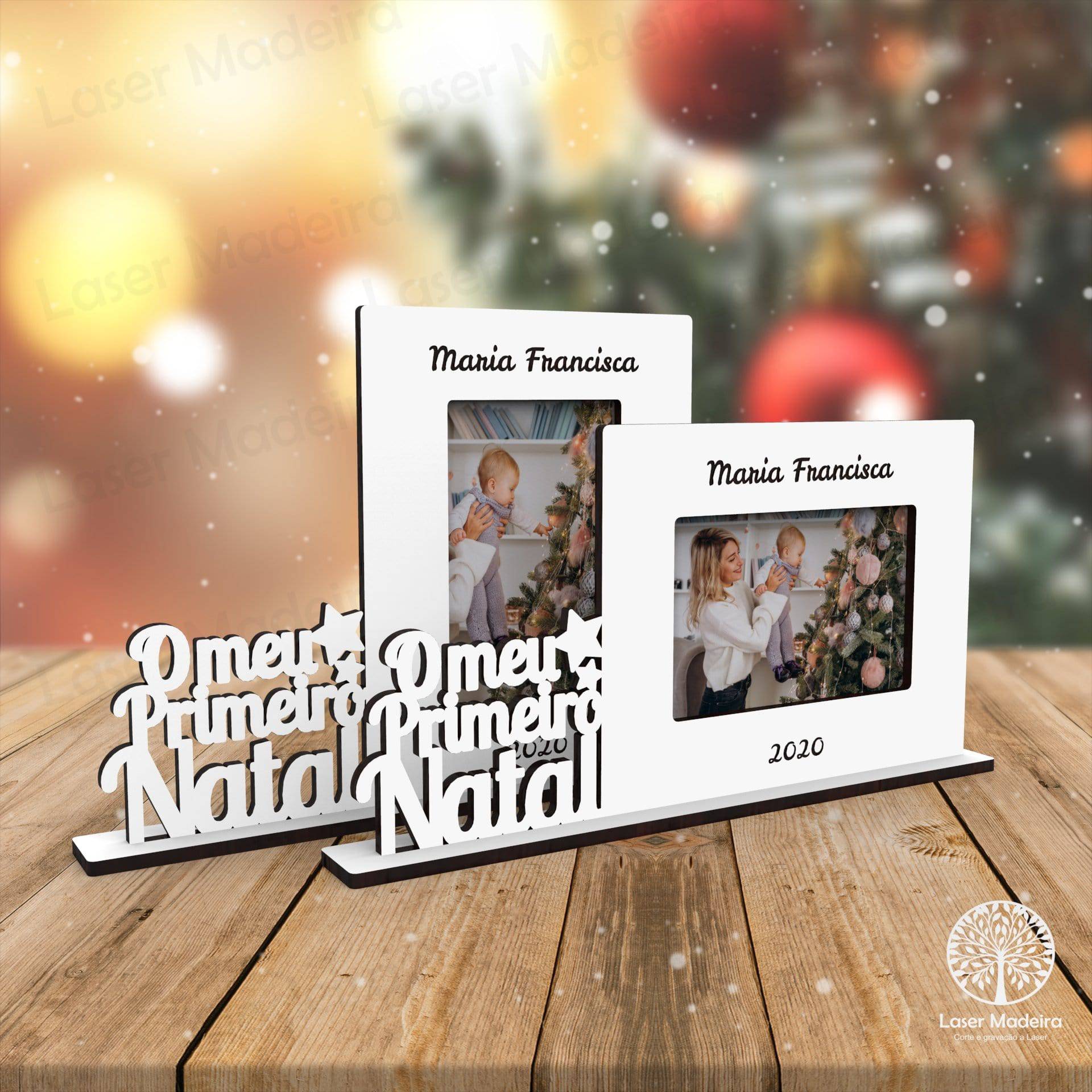 Moldura «O meu 1º Natal» - Modelo 3 - Laser Madeira